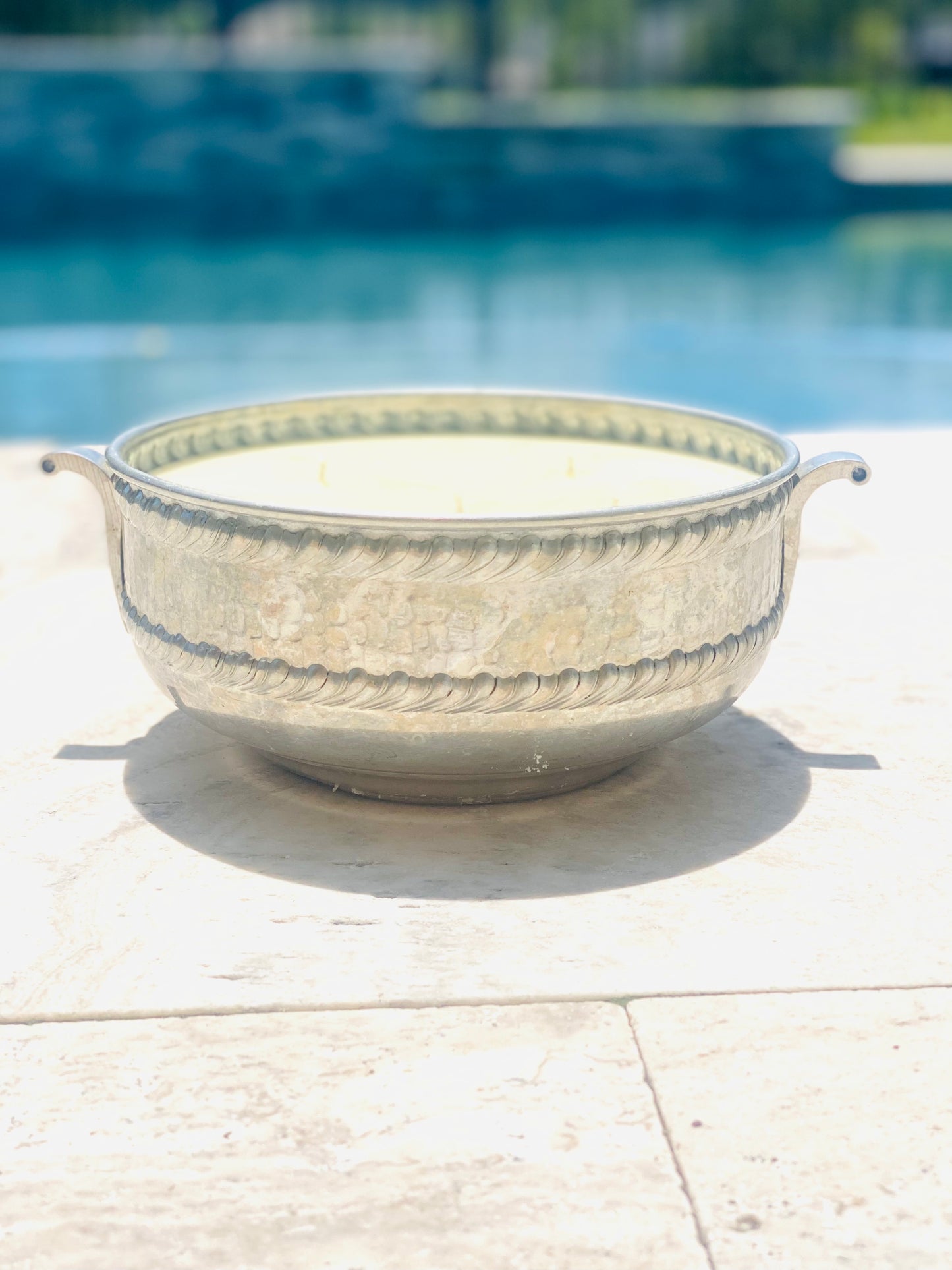 Huge Vintage Aluminum 64 oz 5 Wick Candle