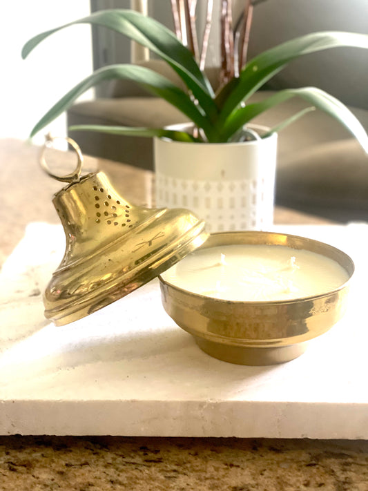 Ornate Small Brass 24 oz With Lid